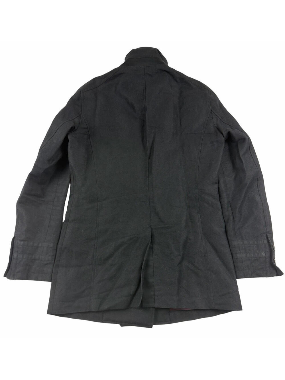 John Varvatos USA Luxe Double Breasted Pea Coat Cotton Linen Black Size S - Picture 3 of 10